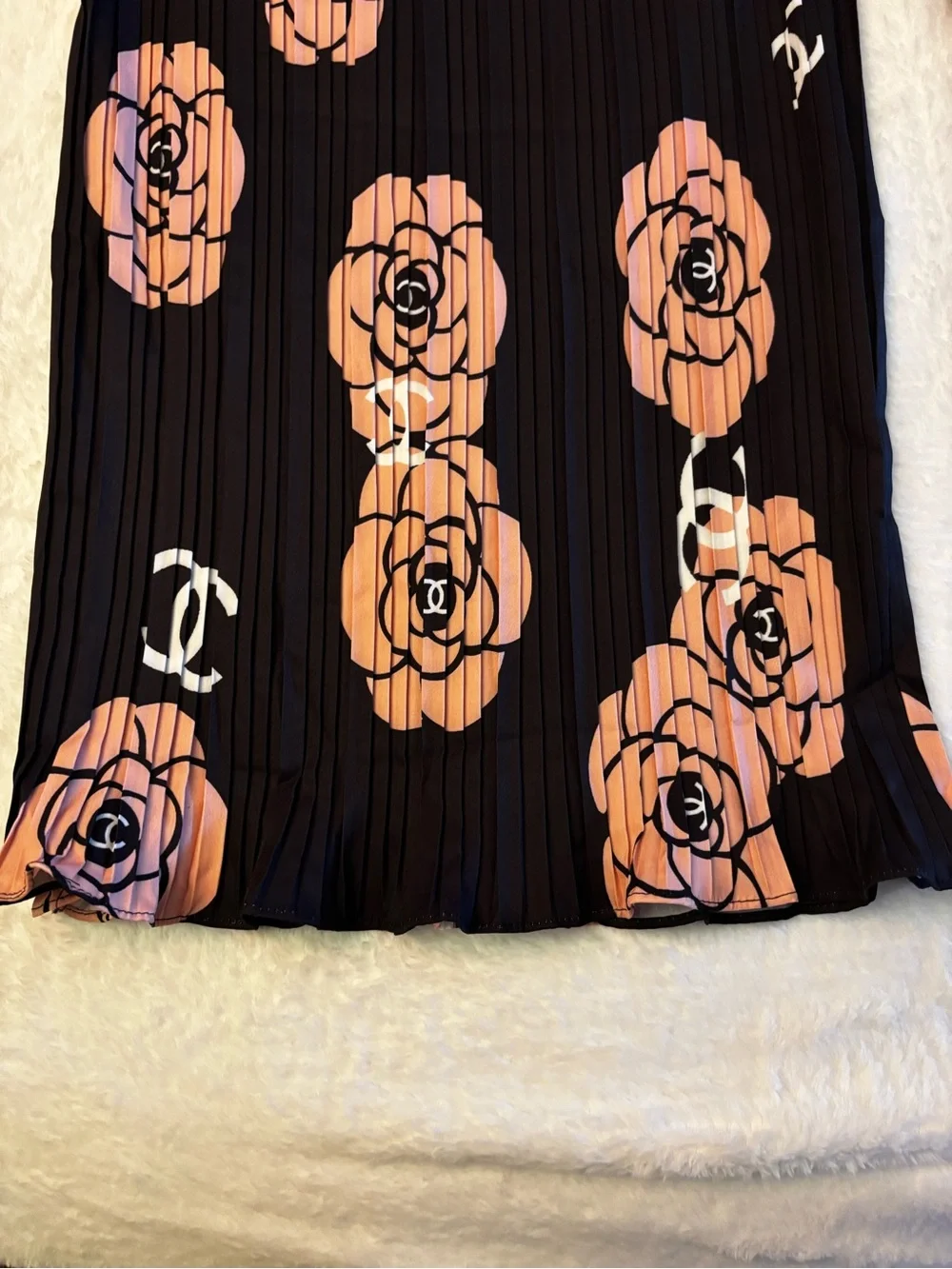 Brand new Palazo Black Wide-Leg Pleated Pants with Peach Floral Print